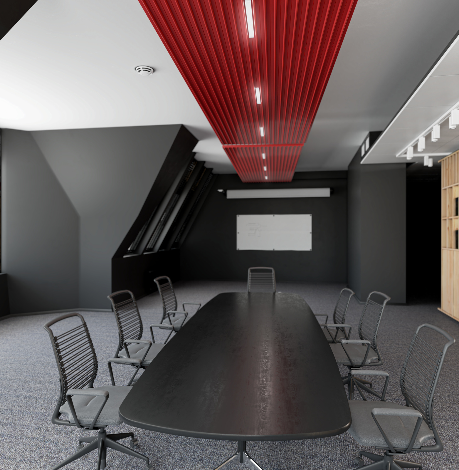 ZFP Urban, Office Space, Black Interior, Rubyred, with light on Urban,